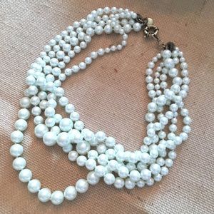 J Crew 5 strand Pearl statement Necklace